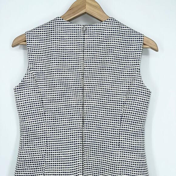 ADEAM Tweed Dress Sleeveless Plaid Fringe Trim Asymmetric Mini Dress - Picture 7 of 13